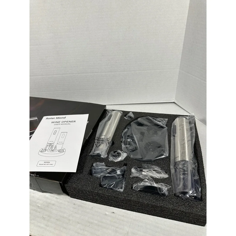 Roter Mond Electric Wine‎ Opener Set Stainless Steel Rechargeable KP1106C NIB